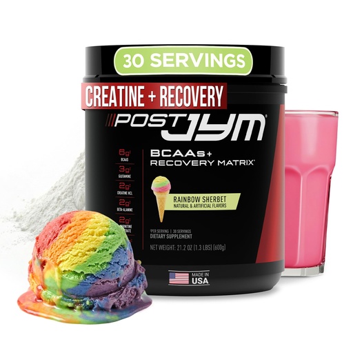 [BRSWKGQOCIJQYET2] JYM Supplement Science Post JYM Active Matrix Rainbow Sherbet Amino Recovery Powder Pure Creatine HCL, BCAA’s, Glutamine, Carnitine, Betaine, Taurine for Strength, Repair, Performance 30 Servings