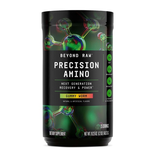 [BRSROZYPB4JQKHQ6] BEYOND RAW Precision Amino | Recovery & Power Amino Acid Formula | Fuel Muscles | Enhance Hydration | Gummy Worm | 25 Servings