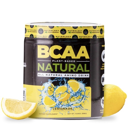 [BRSWG2YHBYCB4ADU] Nutrology BCAA Natural - Plant Based BCAA Powder, Lemonade Flavor, Optimized 2:1:1 Ratio Amino Acids Powder for Pre Workout & Post Workout Recovery, Vegan, Gluten-Free, Non-GMO, 30 Servings