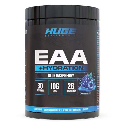 [BRSRGHYCAQNAOHQV] Huge EAA + Hydration, Essential Amino Acids Powder, EAAs & BCAAs, Intra & Post Workout Recovery Powder, Muscle Growth, Recovery & Performance, 10g EAAs & Electrolytes, 30 Servings (Blue Raspberry)