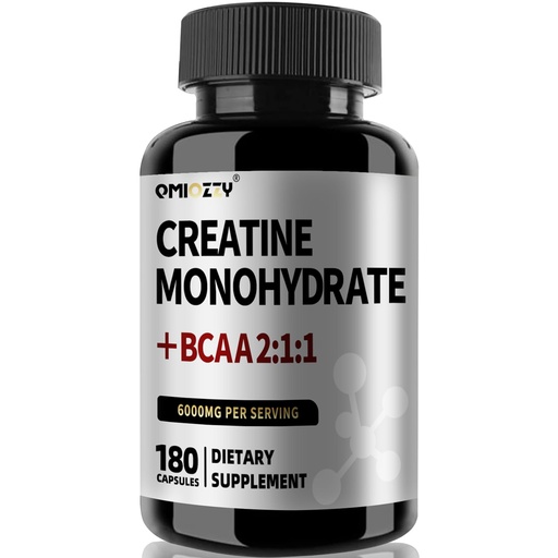 [BRSREZI3OIJR4EQ4] Micronized Creatine Monohydrate 6000MG Capsules with BCAA2:1:1 – Active Ingredients Support Strength & Recovery – Creatine Supplements for Men & Women – Vegan, Non-GMO, Gluten-Free – 180 Capsules