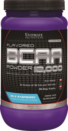 [BRSWIEIYOQOAIED2] Ultimate Nutrition Flavored BCAA Powder 12000 Branched Chain Post Workout Amino Acid Supplement-Caffeine-Free with 3g Leucine 1.5g Valine 1.5g Isoleucine- Blue Raspberry, 60 Servings
