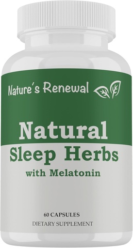 [BRSRMAYHPMMWYAD5] Nature's Renewal Natural Sleep Supplement - Melatonin, Valerian Root, Ashwagandha, Magnesium, Chamomile, Nighttime Homeopathic Herbal Sleeping Aid for Adults - 60 Capsules