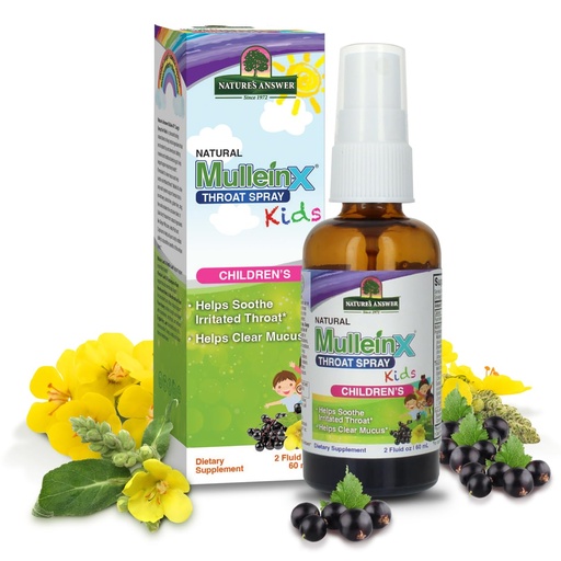 [BRSRAGANBN5BECDH] Nature's Answer Mullein X Kids Throat Spray 2oz - Gluten Free, Vegetarian, Alcohol Free, Non GMO, Clears Mucus, Soothes Irritated Throat, Made in USA - Support for Children, Toddlers- Travel Size