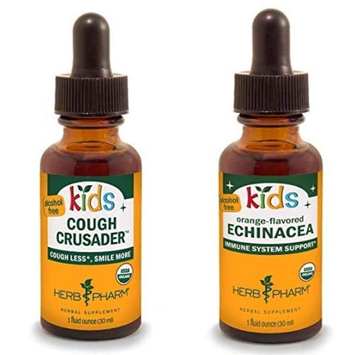 [BRSWYATRCR7Q4GT5] Herb Pharm Kids Certified-Organic Alcohol-Free Cough Crusader Liquid Herbal Formula, 1 Ounce & Kids Certified-Organic Alcohol-Free Echinacea Glycerite Liquid Extract, 1 Ounce