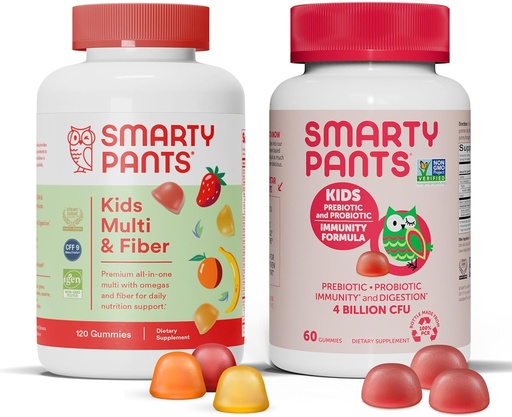 [BRSW2BI3CAPRY2Y3] SmartyPants Kids Multivitamin Fiber Supplement Gummies and Probiotic Immunity Bundle: Omega 3 Fish Oil (EPA/DHA), Vitamin D3, C, Vitamin B12, B6, Digestive & Immune Support Supplement (30 Day Supply)