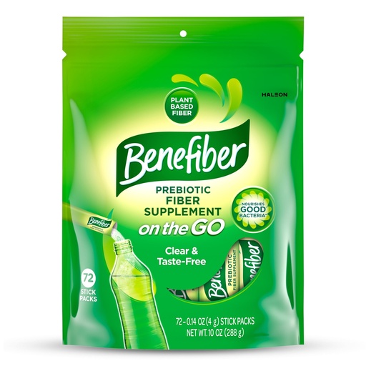 [BRSREZD6AQFGM3Y6] Benefiber On The Go Prebiotic Fiber Supplement Powder for Digestive Health, Daily Fiber, Unflavored - 72 Sticks