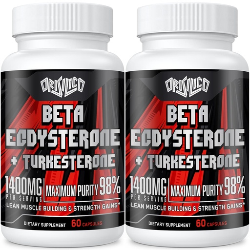 [BRSROYYHAAHWADQ2] 1400mg Beta Ecdysterone and Turkesterone Supplements, Maximized 98% Beta Ecdysterone & 20% Turkesterone Extract for Muscle Mass,Strength, Protein Synthesis, 120 Capsules