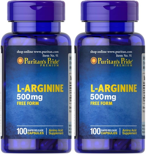 [BRSRAY3ROYIG23TJ] Puritan's Pride L-Arginine 500 mg, Heart Health Support, 100 Count (Pack of 2)