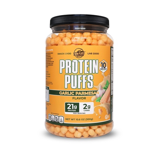 [BRSWG2QQA4FRAE3F] Twin Peaks Protein Puffs - (Garlic Parmesan), Keto Friendly, Low Carb Snack (300g, 21g Protein, 2g Net Carbs, High Protein, Healthy Crunchy Snack)