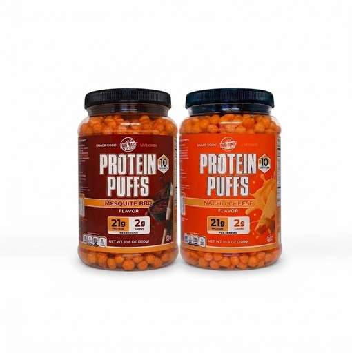 [BRSRGBAOA4FRS333] Twin Peaks Protein Puffs Variety Pack (Nacho Cheese & Mesquite Barbecue) – Keto Friendly, Low Carb Snack (300g Each), 21g Protein, 2g Net Carbs, Crunchy High-Protein Snack