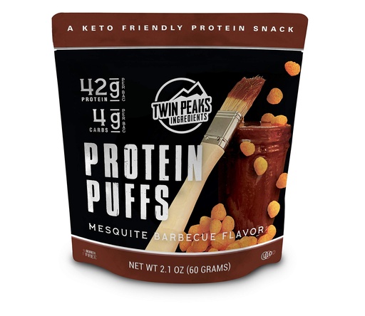 [BRSWGCQNA4HBQCTA] Twin Peaks Low Carb, Keto Friendly Protein Puffs, Mesquite Barbecue 2 Servings, 3 Pack (60g, 42g Protein, 4g Carbs, 120 Cals)