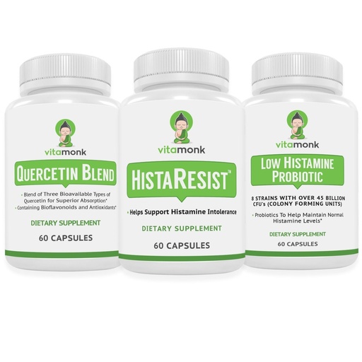 [BRSRGBIYPJ6AAETZ] VitaMonk Quercetin, HistaResist & Low Histamine Probiotics - Immune, Digestive & Antioxidant Support - Quercetin 500mg, DAO Enzyme, 45 Billion CFU