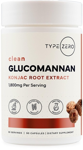 [BRSROCT3DIOR6DI3] Type Zero Clean Glucomannan Konjac Root Extract (90 Capsules)(1,800 MG Per Serving) - 30 Servings, Non-GMO, Gluten Free
