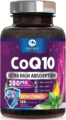 [BRSRACANDMORGETO] CoQ10 Softgels - Ultra High Absorption Coenzyme Q10 200mg Per Serving - Co Q 10 Softgel Supplement With Black Pepper, Energy & Heart Support Antioxidant - for Women & Men, Bottled USA - 120 Softgels