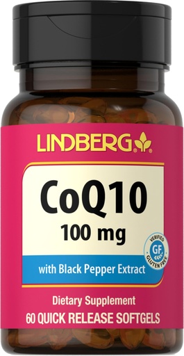 [BRSWICQGOEOAEFLU] Lindberg CoQ10 100mg Softgels | 60 Count | Coenzyme Q10 Supplement for Women and Men | with Black Pepper Extract | Non-GMO, Gluten Free