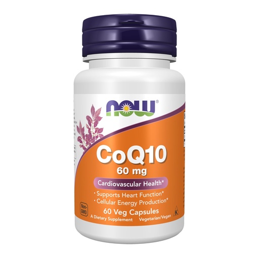 [BRSWIY35CYFBOCLK] NOW Foods Supplements, CoQ10 60 mg, Pharmaceutical Grade, All-Trans Form of CoQ10 Produced by Fermentation, 60 Veg Capsules
