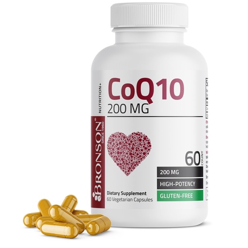 [BRSROZQYCQCQGG3Z] Bronson CoQ10 200 MG High Potency Cellular Energy Production, 60 Vegetarian Capsules