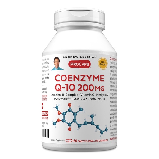 [BRSWKHQQBEMWKYLX] ANDREW LESSMAN Coenzyme Q-10 200 mg 60 Capsules - Essential for Energy Production and Optimum Key Organ Function, Anti-Oxidant Support, Depleted by Aging, Plus B-Complex. Easy to Swallow Capsules