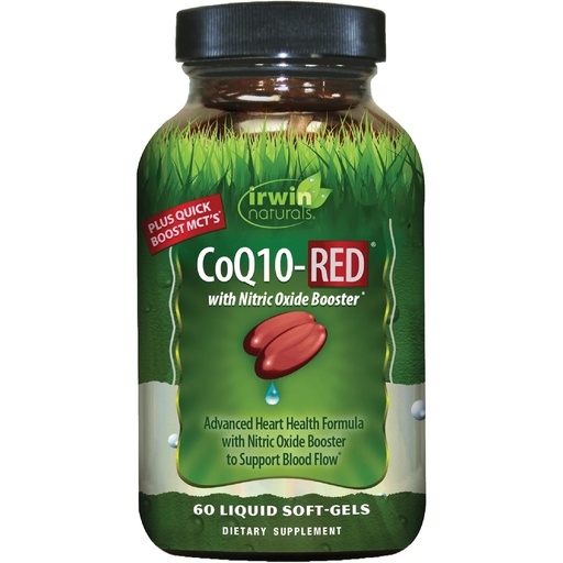 [BRSWGZLYBUBGKGQ4] Irwin Naturals CoQ10-RED with Nitric Oxide Booster & MCTs – 60 Liquid Soft-Gels – Heart & Energy Support