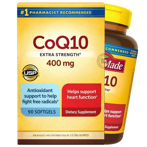[BRSRGELRCQBRYAD3] Nature_Mades CoQ10 400 mg, (90 Count. - Value Pack) Softgels | Extra Strength, Antioxidant Support, Energy Metabolism