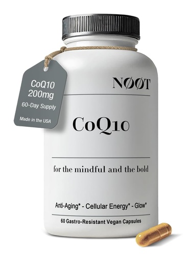 [BRSRABDQCMDQI2TP] NOOT CoQ10 200mg - High Absorption-Coenzyme-Q10, Antioxidant for Heart and Cognitive Health and Immune Support, Energy Production, Ubiquinone, Vegan, Coq 10 Supplement, Nootropic, 60 Capsules