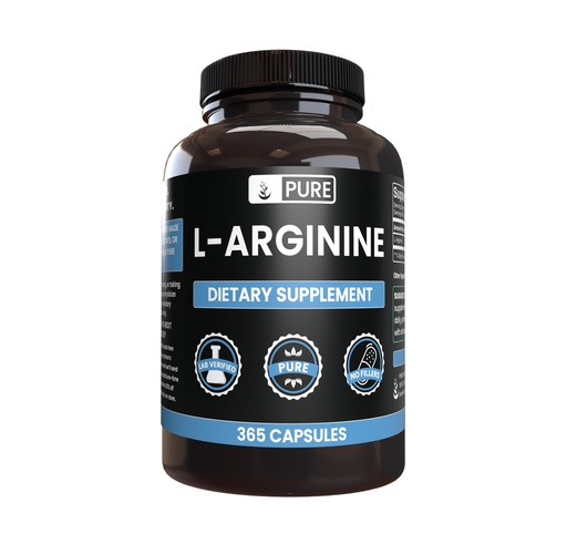 [BRSWGCATBEGWEAA3] Pure Original Ingredients L-Arginine (365 Capsules) No Magnesium Or Rice Fillers, Always Pure, Lab Verified