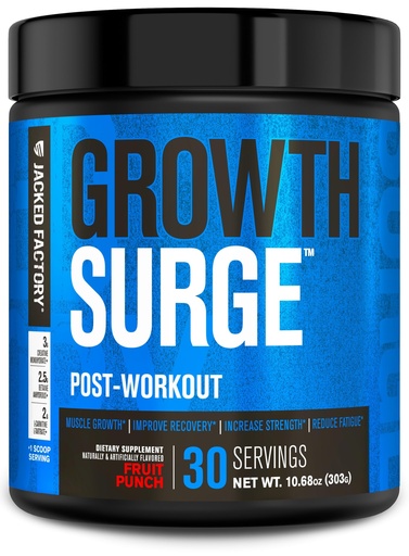 [BRSW2AILCIPGGET3] Jacked Factory Growth Surge Creatine Post Workout w/L-Carnitine - Daily Muscle Builder & Recovery Supplement with Creatine Monohydrate, Betaine, L-Carnitine L-Tartrate - 30 Servings, Fruit Punch