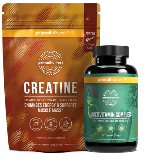 [BRSREZATCF6AM3Y6] Primal Multivitamin + Primal Creatine Powder Bundle | 2-Pack | Support Daily Nutrition, Energy & Muscle Strength | 30 Servings Each