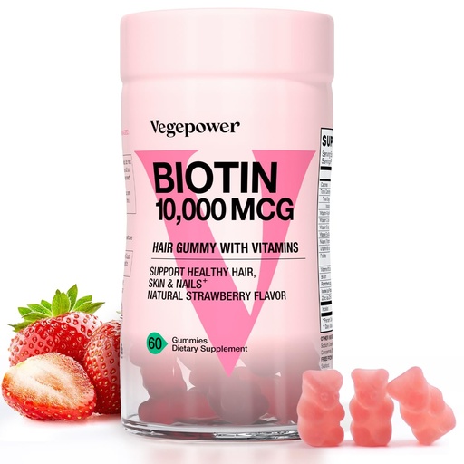[BRSWGHT4AQDWO3D5] Biotin Gummies for Hair Growth 10000mcg - Vegan Biotin Vitamins Supports Healthy Hair, Skin and Nails, Hair Vitamin Gummy for Women & Men - Non-GMO, Chewable Supplement