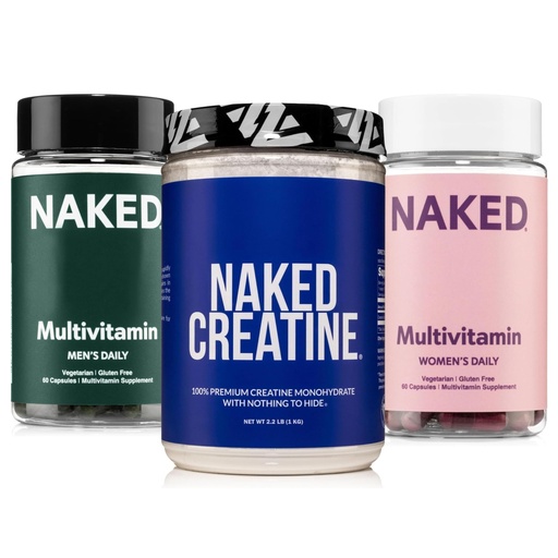 [BRSREHAFAUARE2D6] NAKED Creatine + Men’s & Women’s Multivitamin Bundle – Pure 1,000g Creatine Powder with Daily Multis for Strength, Gut & Immune Health