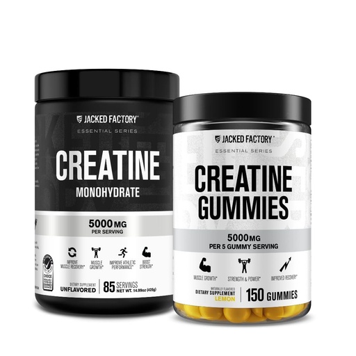 [BRSREHD5CMFB633J] Jacked Factory Creatine Monohydrate Gummies (150 Gummies, Lemon) & Creatine Monohydrate Powder (85 Servings, Unflavored)