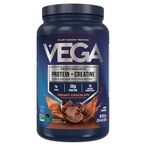 [BRSRABI7AQPAK3L7] Vega Protein + Creatine - 30g Plant-Based Protein, Chocolate, 20 Servings, 3g Creatine, 5g BCAAs, Vegan, Keto, Gluten Free, Dairy Free, Low Carb, for Muscle Growth & Repair, Drink Mix, 36oz