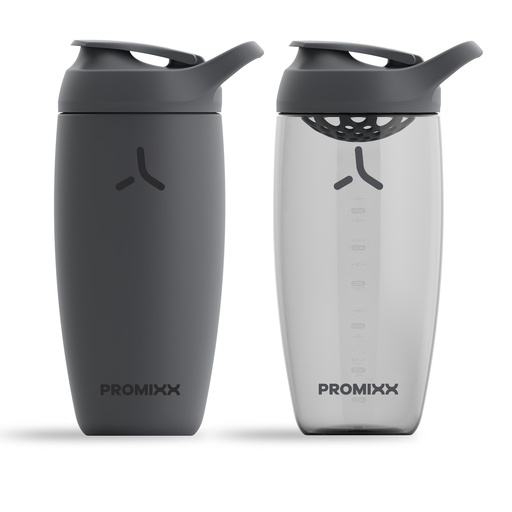 [BRSRAGAEPIHRADL6] Promixx PURSUIT Protein Shaker Bottle 2-Pack – Premium Sports Blender Bottles for Protein Mixes and Supplement Shakes – 1 Stainless Steel 550ml, 1 Ecozen 700ml – Graphite Gray