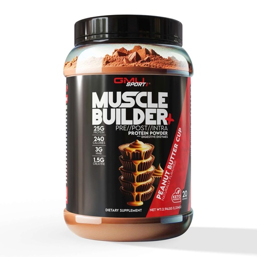 [BRSRACARCINA4FD5] GMU SPORT – Muscle Builder+ Protein with 3g Creatine, 1.5g HMB, Collagen & Enzymes | 25g Protein, 28g Carbs, 240 Calories | Low Sugar Whey Protein for Strength, Recovery & Muscle Growth – 20 Servings