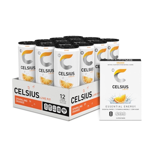 [BRSWYFA3B4AWOEY2] CELSIUS® Zero Sugar Energy Drink & Powder Stick Bundle, Orange