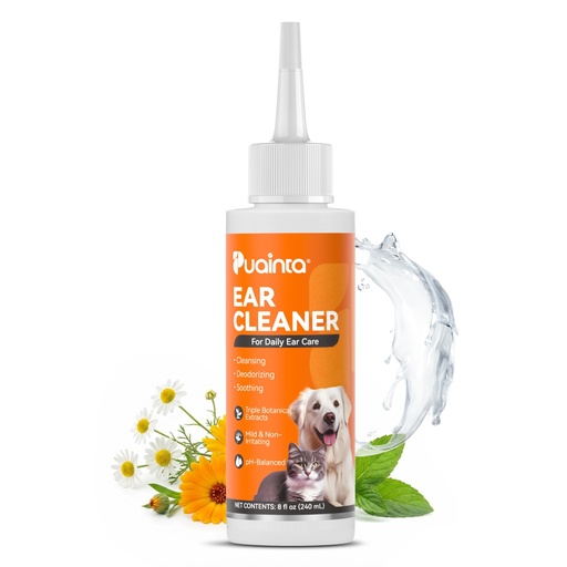 [BRSRGFA2C57W2ADX] PUAINTA Dog Ear Cleaner Solution - Alcohol-Free Ear Wash with Quantum Silver & Witch Hazel - Soothes Itch, Removes Wax & Odor - Gentle Daily Flush for Dogs & Cats (8 oz)