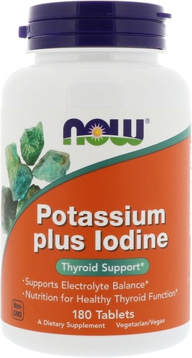 [BRSWIYYPOMNWG3DM] NOW Potassium Plus Iodine, 180 Tablets (Pack of 2)