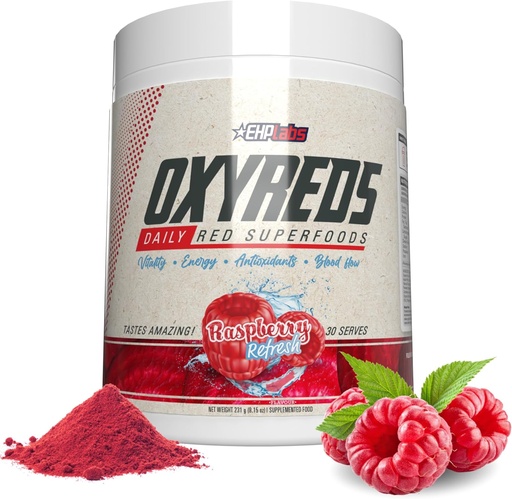 [BRSROGQ2B4OROYA7] EHP Labs OxyReds Superfood Beets Powder - Nitric Oxide Supplement, Organic Beet Root Powder, Immune Support Supplement & Prebiotics for Digestive Health, Beet Powder - Raspberry Refresh, 30 Servings