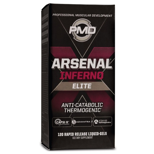 [BRSWGYA3ABYR4FLX] PMD Sports Arsenal X Inferno Superior Fast-Acting Liquid Gel Thermogenic Dietary Supplement - Fat Burner and Muscle Maintenance - Increase Metabolism and Energy Booster - 120 Liquid Gels