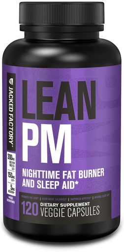 [BRSWYGI6BYMWGYDK] Jacked Factory Lean PM Night Time Fat Burner, Sleep Aid Supplement, & Appetite Suppressant for Men and Women - 120 Stimulant-Free Veggie Weight Loss Diet Pills