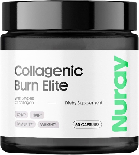 [BRSRAZYTCAFAGE3V] Nuray Collagen Burn Elite з Зеленим Чайом - Колаген Пептиди- 60 Капсули Колаген Burn з 5 видами колагену для здорового волосся, шкіри, нігтів, суглобів, метаболізму Boost & Energy