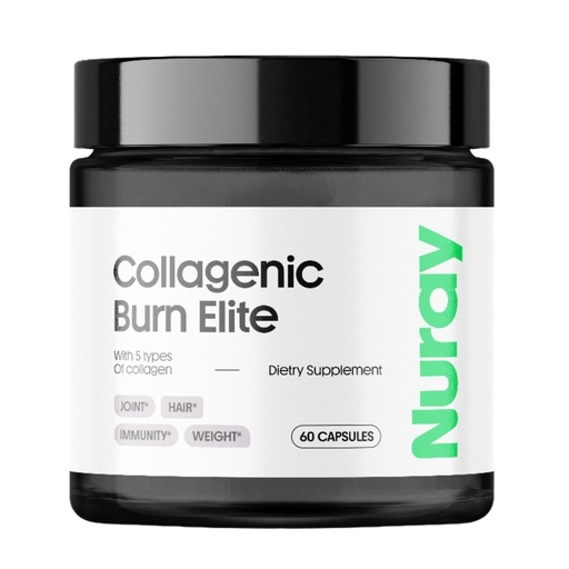 [BRSRAZYTCAFAGE3V] Nuray Collagenic Burn Elite with Green Tea - Collagen Peptides- 60 Capsules | Collagen Burn with 5 Types of Collagen for Healthy Hair, Skin, Nails, Joints, Metabolism Boost & Energy