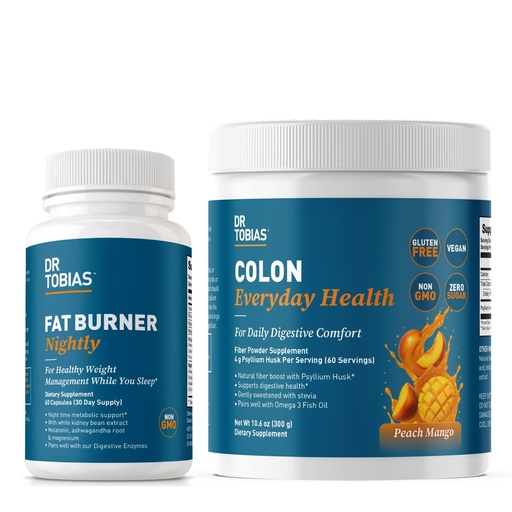 [BRSREHQECUIRO3QY] Dr. Tobias Fat Burner Nightly & Colon Everyday Health Peach Mango – Nighttime Metabolism Support & Daily Psyllium Fiber Drink for Digestive Health
