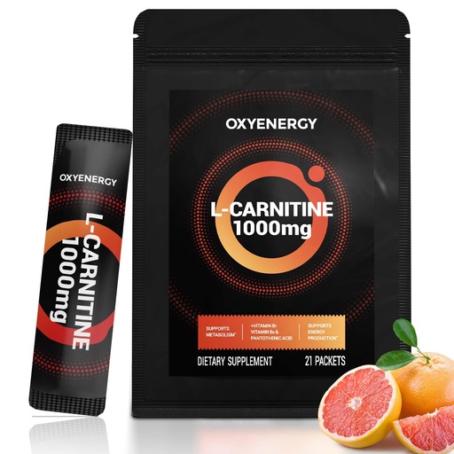 [BRSRGHQRBV5GADQY] OxyEnergy Liquid L-Carnitine Supplement 1000mg - Gentle for Daily Use, Zero Calorie, Sugar-Free, Stim-Free Fat Burning & Endurance Booster, 21 On-the-Go Individual Liquid Sticks