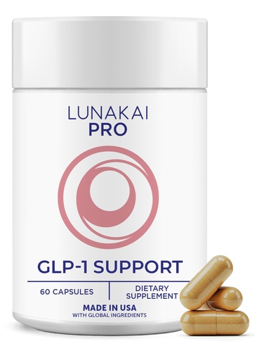 [BRSREHT5BECR6GTD] Lunakai USA Made GLP-1 Supplement - Natural GLP 1 Support with Probiotics & Resveratrol – Supports Weight Management, Cravings & Metabolism, 60ct