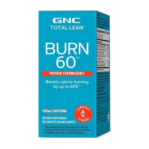 [BRSRAHQBPMIWOGQ4] GNC Total Lean Burn 60, Clinically Proven Thermogenic Formula, 30 Servings