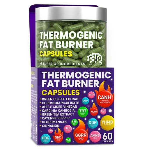 [BRSREYADO4PBQ2Y2] Thermogenic Fat Burner Capsules - Weight Loss Pills for Women & Men, Appetite Suppressant, Metabolism Booster - Green Tea, Coffee Extract, Garcinia Cambogia - Diet Pills for Weight Loss - 60 Capsules