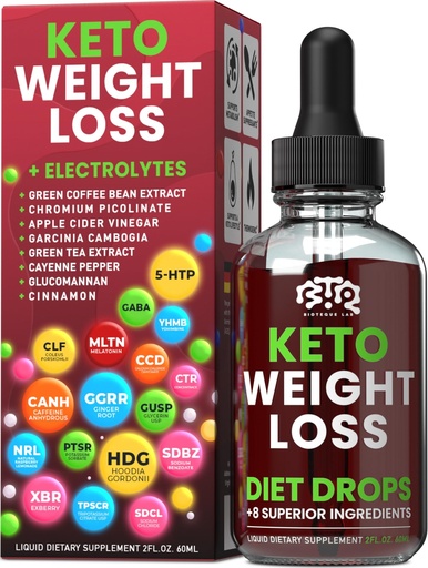 [BRSRAEDRBUNBAELZ] Keto Weight Loss Diet Drops, Natural Appetite Suppressant, Fat Burner for Women and Men with Apple Cider, Green Coffee Bean Extract, Cinnamon, Cayenne Pepper Metabolism Booster