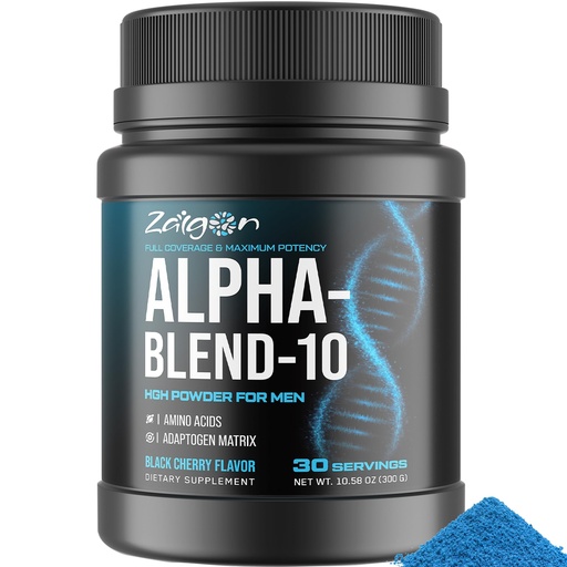 [BRSREFTQBMPQOHY2] Zaigon HGH Supplements for Men, Testosterone Booster, Belly Fat Burner & Muscle Builder with 3000mg L-Arginine, 2000mg L-Lysine, 2000mg L-Glutamine, Black Cherry Flavor Powder, 300g (30 Servings)